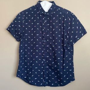 Denim and Flowers slim fit button down short sleeve. Size Large.